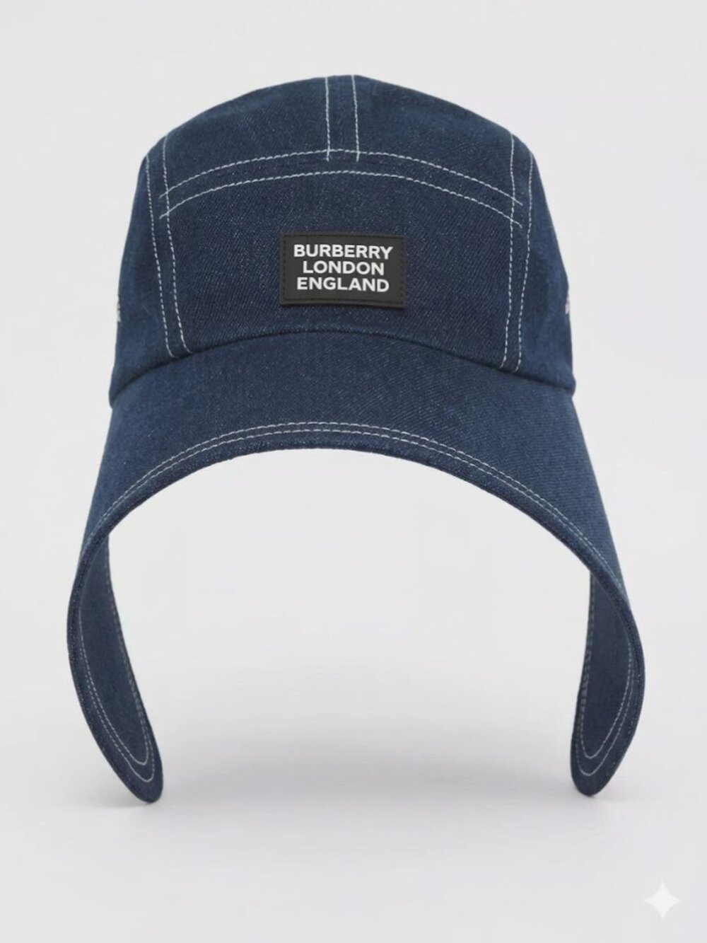 BURBERRY - Denim Logo Appliqué Bonnet Cap - SZ M